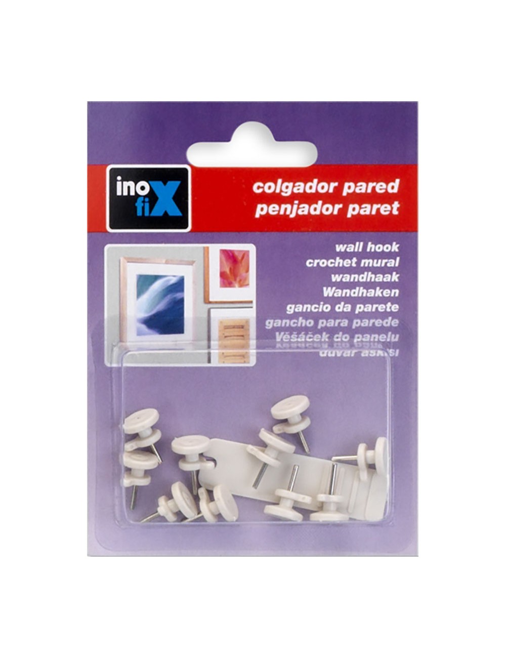 Colgador para cuadros simple. blanco 3000-2 (blister 6 unid.) inofix