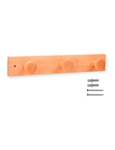 Colgador de madera fresno 3 pomos con textura natural