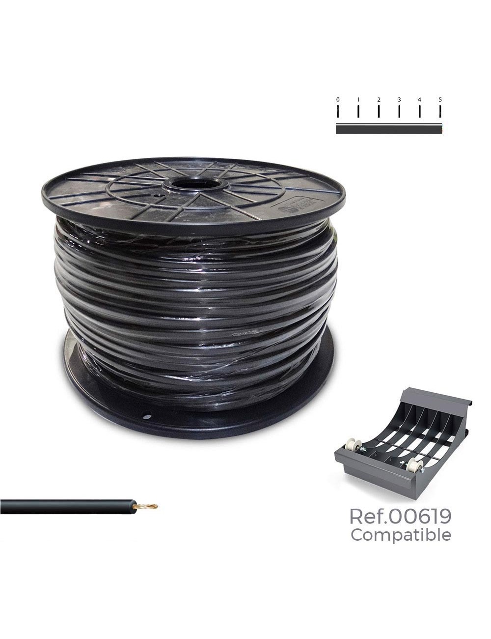 Cablecillo h07v-k 2,50 mm negro, 800 m. (bobina grande)