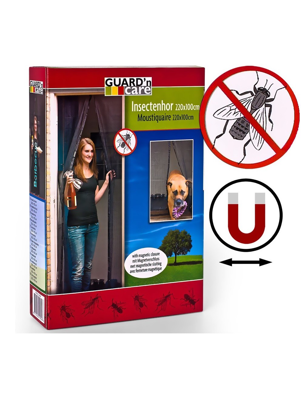 Mosquitera magnetica 100x220cm (2 hojas de 50x220cm) negra Mosquitera magnetica 100x220cm (2 hojas de 50x220cm) negra