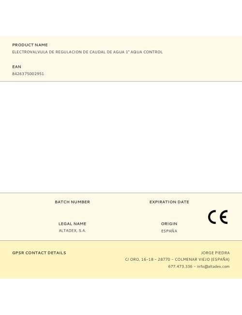 Electrovalvula de regulacion de caudal de agua 1" aqua control