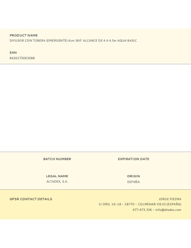 Difusor con tobera (emergente) 6cm 360° alcance de 4 a 4,5m aqua basic