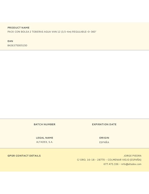 Pack con bolsa 2 toberas agua van 12 (3,5-4m) regulable-0-360°