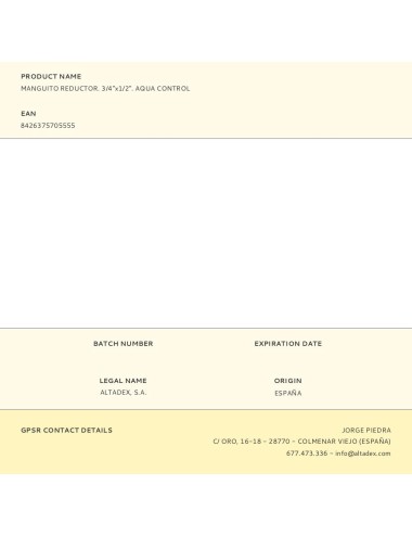 Manguito reductor. 3/4"x1/2". aqua control