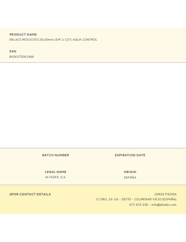 Enlace reducido 25x20mm (3/4" a 1/2") aqua control