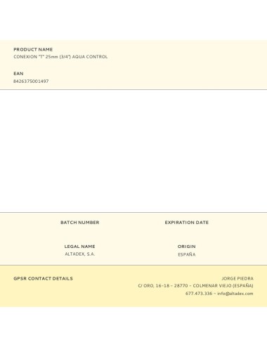 Conexion "t" 25mm (3/4") aqua control