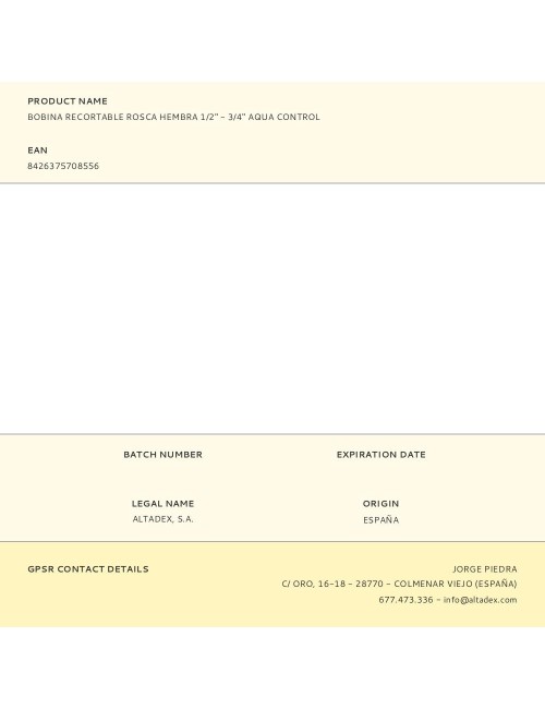 Bobina recortable rosca hembra 1/2" - 3/4" aqua control