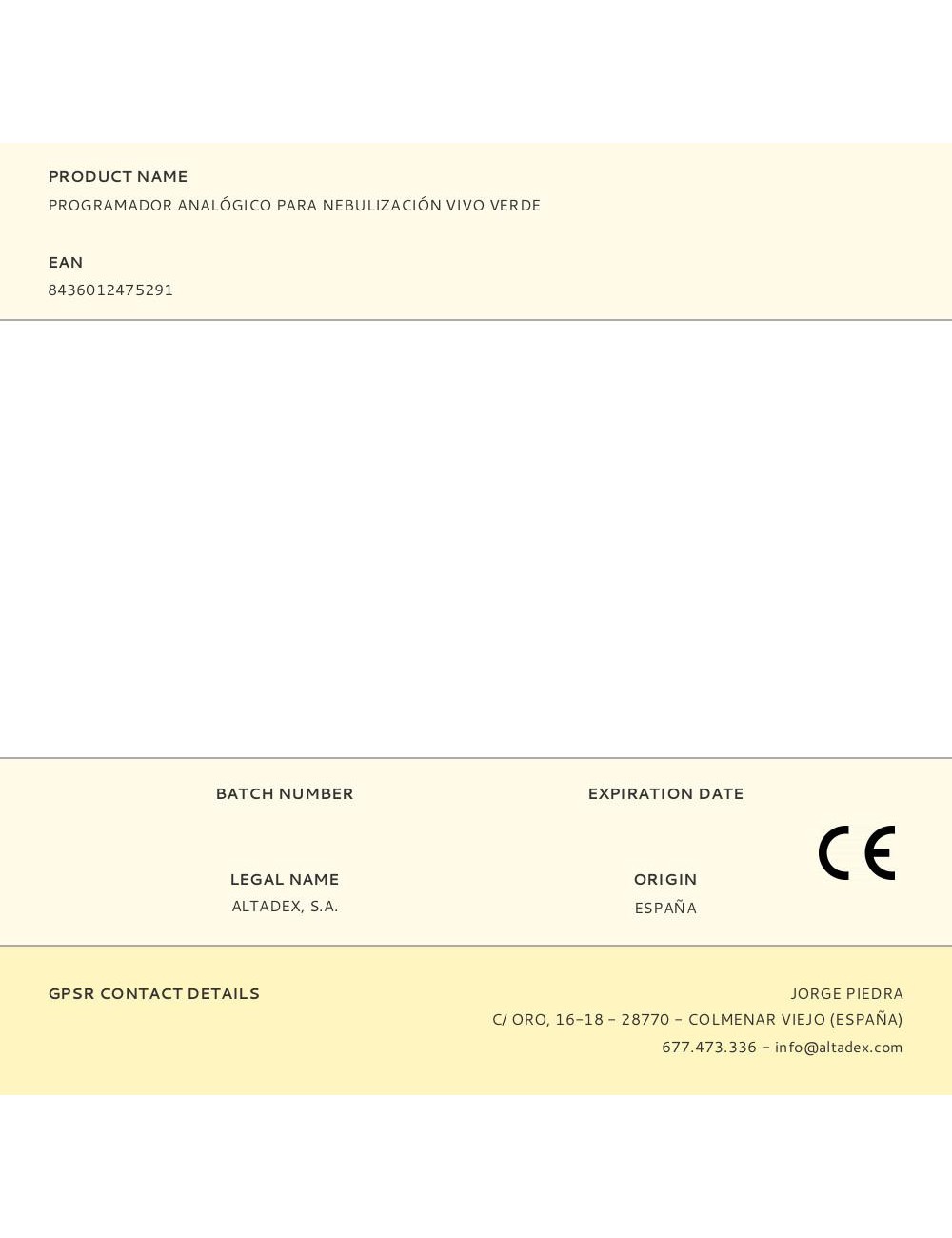 Programador analógico para nebulización vivo verde