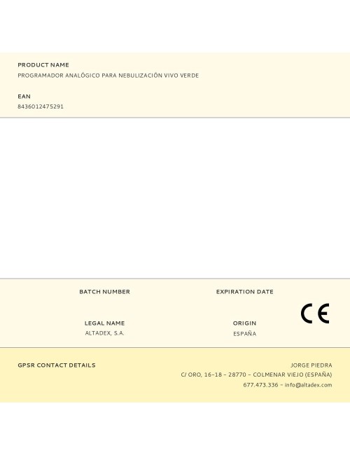 Programador analógico para nebulización vivo verde