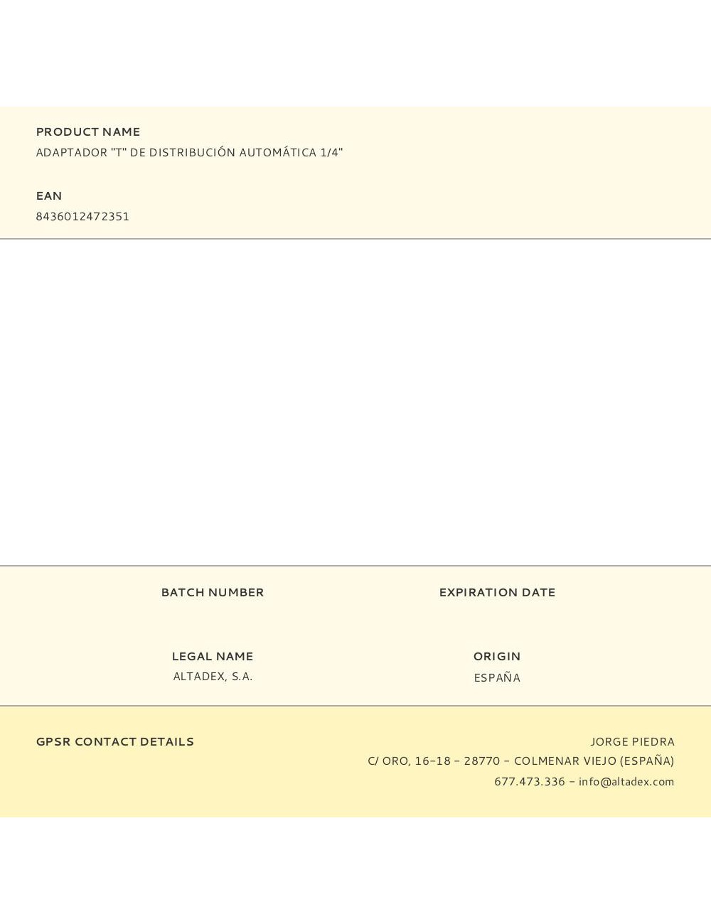 Adaptador "t" de distribución automática 1/4"