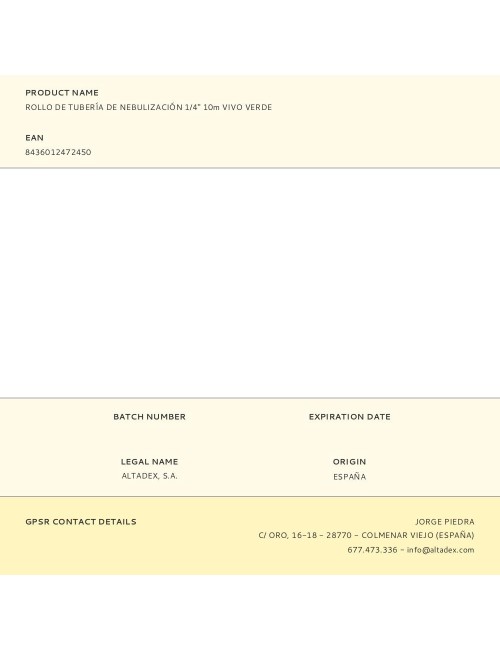 Rollo de tubería de nebulización 1/4" 10m vivo verde