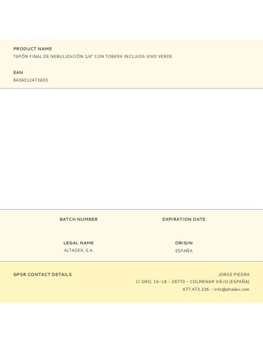 Tapón final de nebulización 1/4" con tobera incluida vivo verde