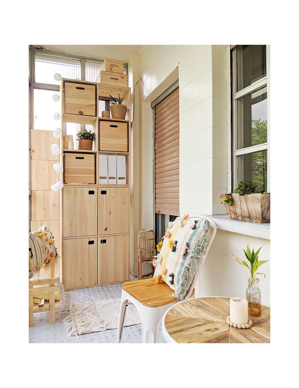 Mueble dinamic 4 puertas pino macizo 105,4 x 70,8 x 33 cm