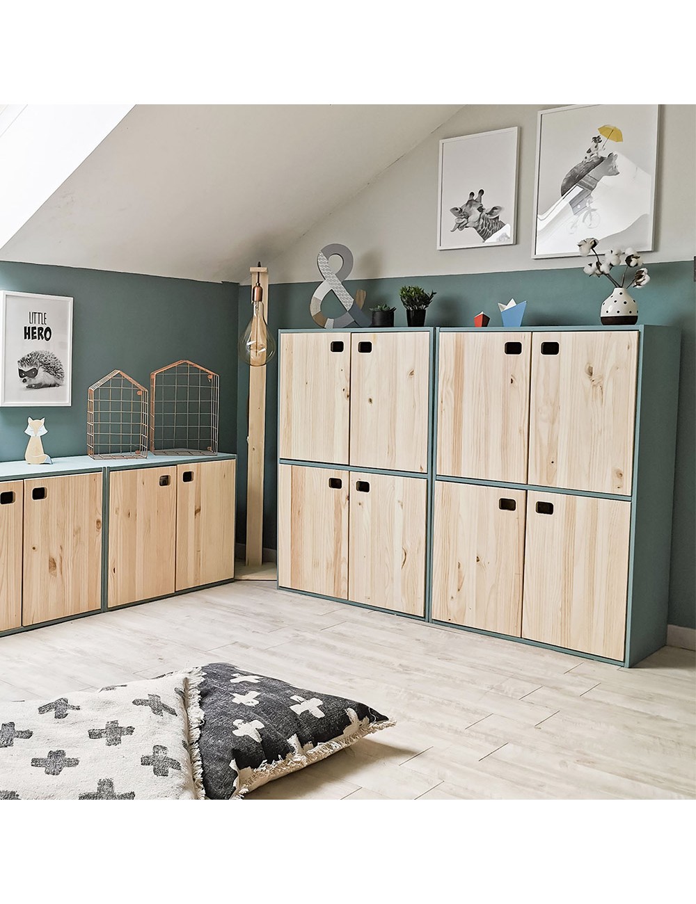 Mueble dinamic 4 puertas pino macizo 105,4 x 70,8 x 33 cm