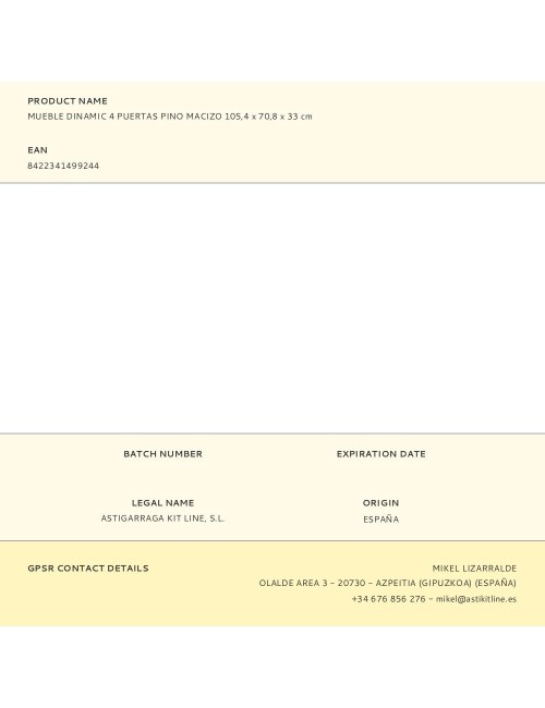 Mueble dinamic 4 puertas pino macizo 105,4 x 70,8 x 33 cm