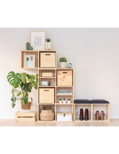 Estanteria modular 6 cubos dinamic pino macizo 70,8 x 70,8 x 33 cm