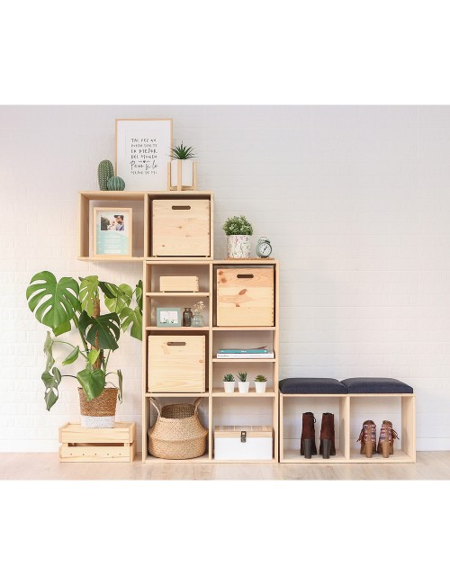 Estanteria modular 6 cubos dinamic pino macizo 70,8 x 70,8 x 33 cm