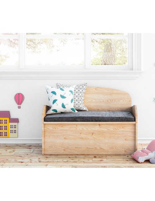 Banco baúl deco de pino 90 x 62 x 38 cm