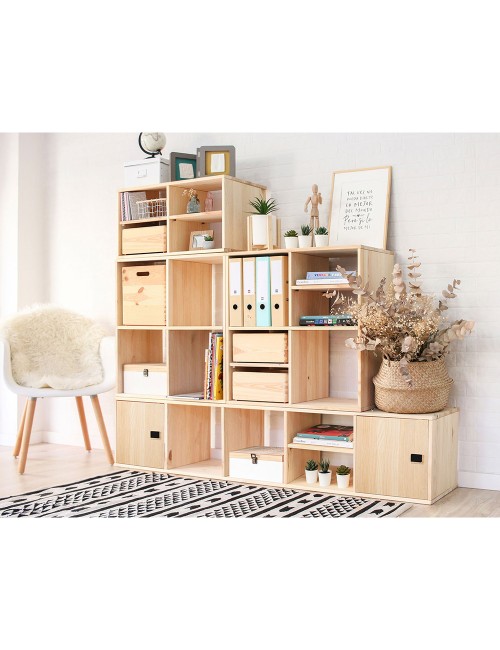 Estanteria modular 3 cubos dinamic pino macizo 107 x 36,2 x 34 cm