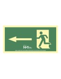 Cartel de evacuación flecha izquierda (pvc 1mm) clase a 32x16cm normaluz