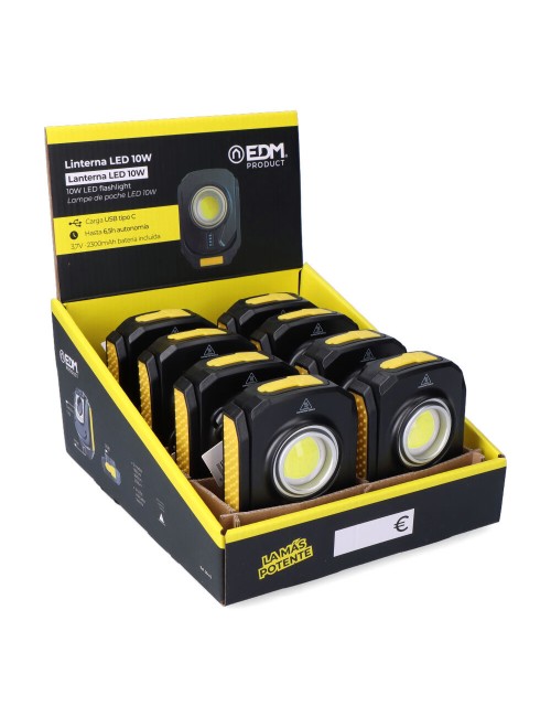 Linterna con 1 led 10w 900lm compact recargable. base magnetica. edm