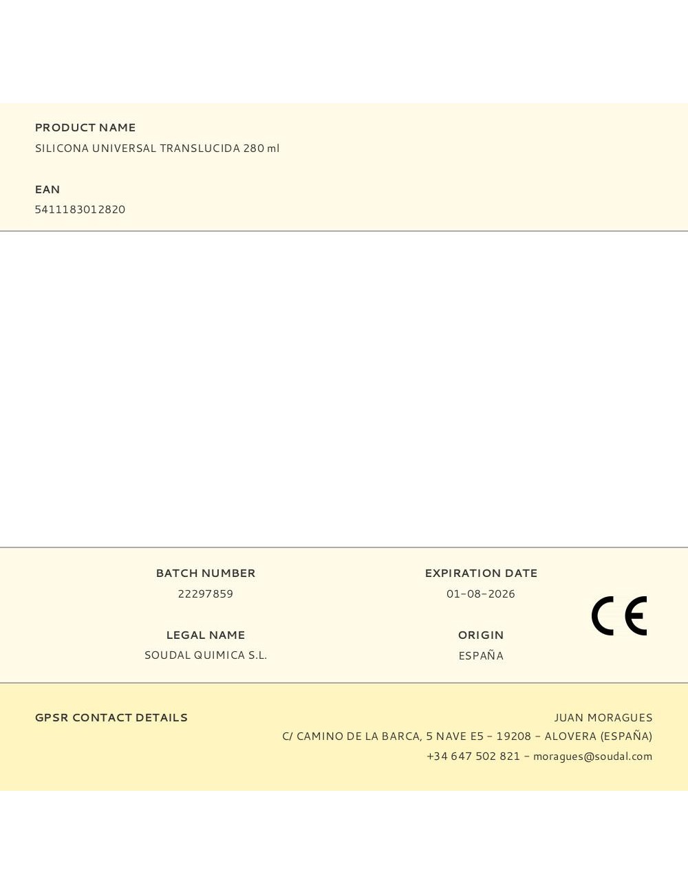 Silicona universal translucida 280 ml