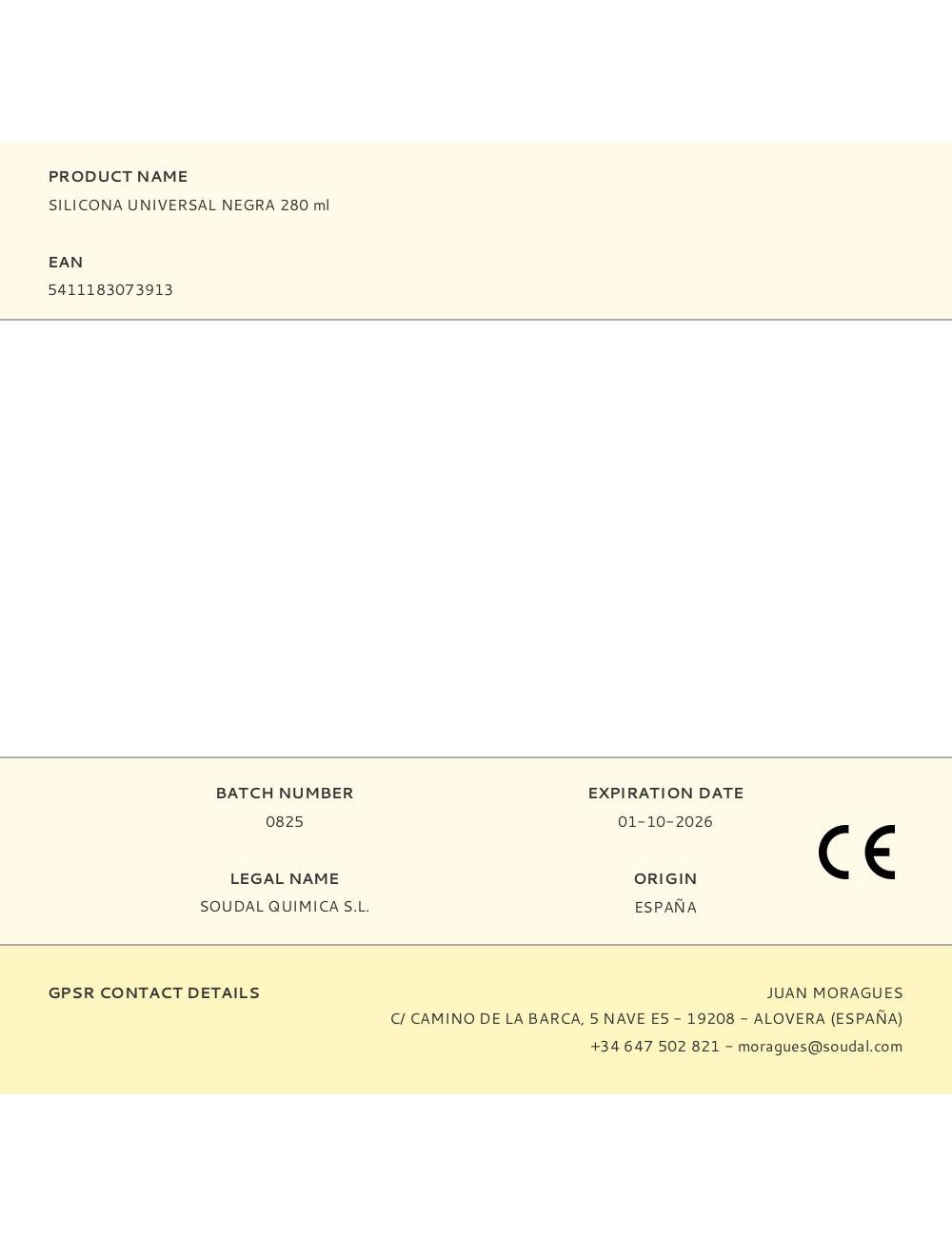 Silicona universal negra 280 ml