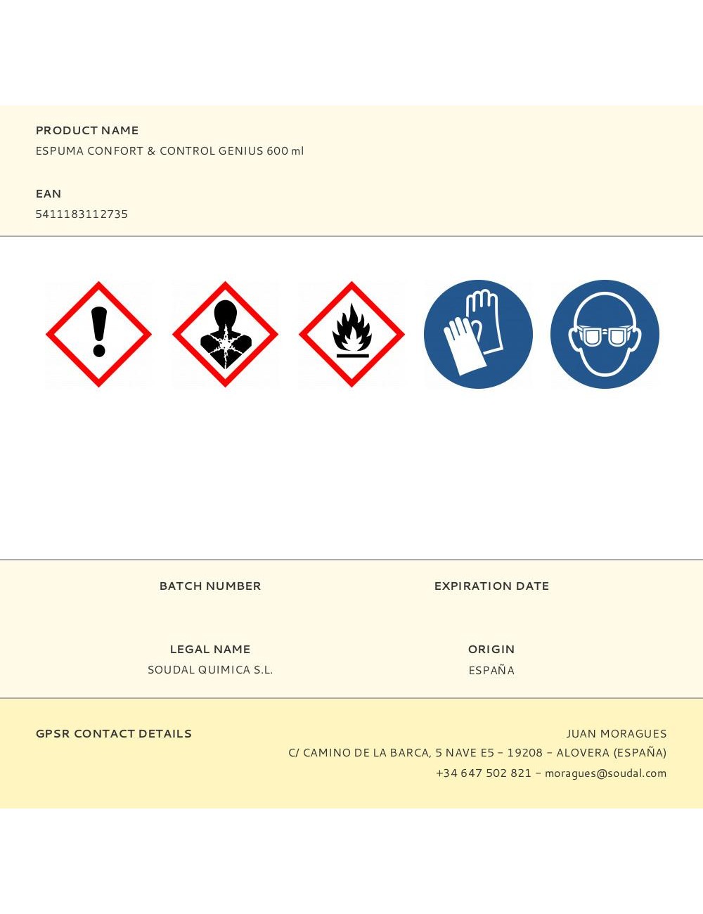 Espuma confort & control genius 600 ml