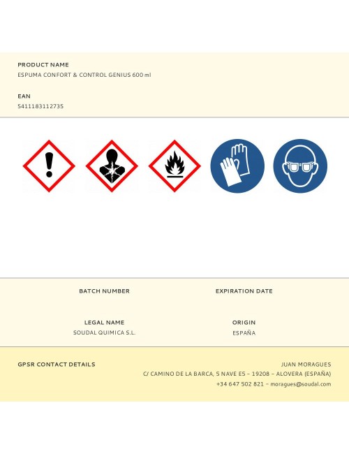 Espuma confort & control genius 600 ml