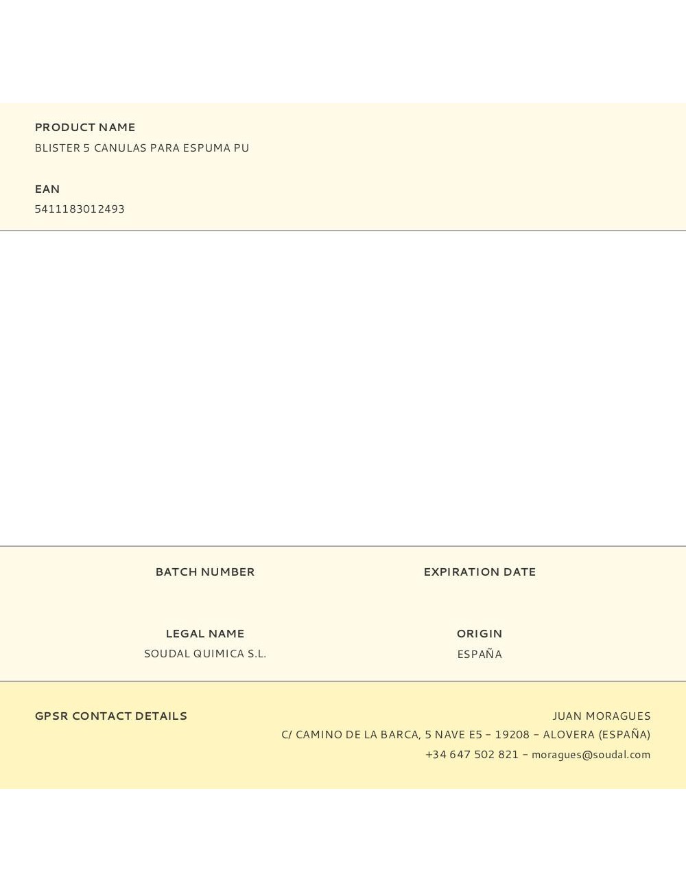 Blister 5 canulas para espuma pu