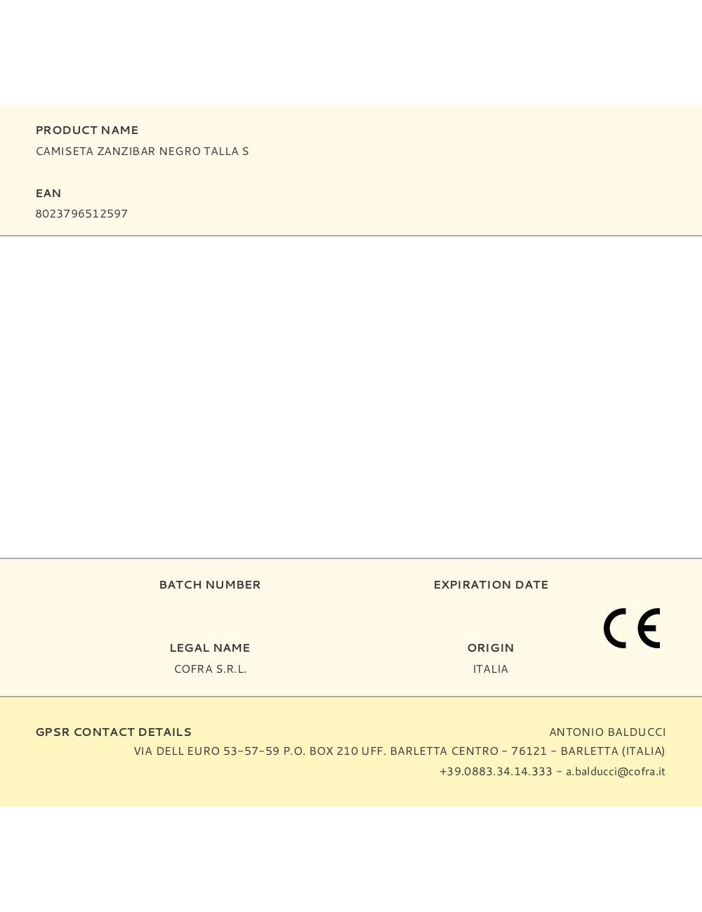 Camiseta zanzibar negro talla s