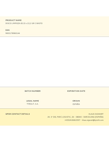 Disco limpieza ø115 x 22,2 gr c basto