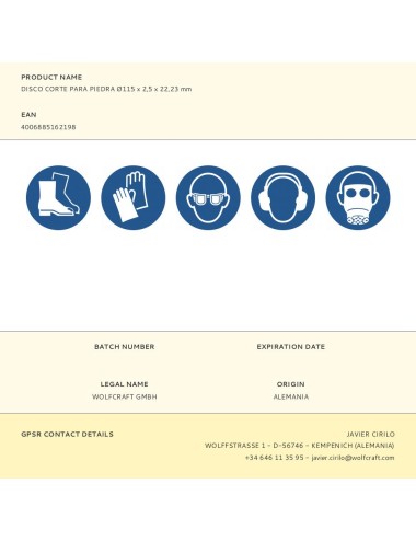 Disco corte para piedra ø115 x 2,5 x 22,23 mm