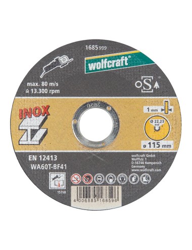 Disco corte de precisión para acero inoxidable ø115 x 1,0 x 22,23 mm