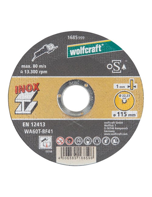 Disco corte de precisión para acero inoxidable ø115 x 1,0 x 22,23 mm