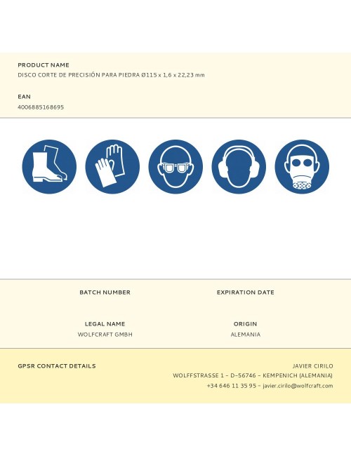 Disco corte de precisión para piedra ø115 x 1,6 x 22,23 mm