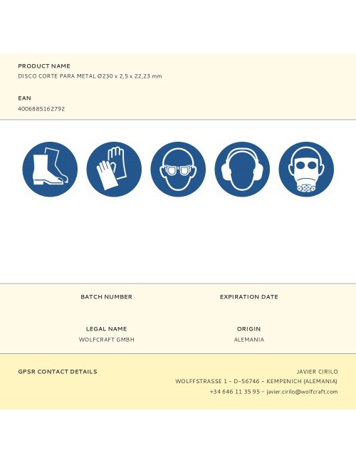 Disco corte para metal ø230 x 2,5 x 22,23 mm