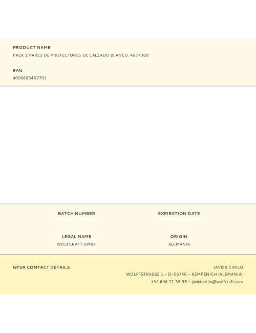 Pack 2 pares de protectores de calzado blanco. 4877000