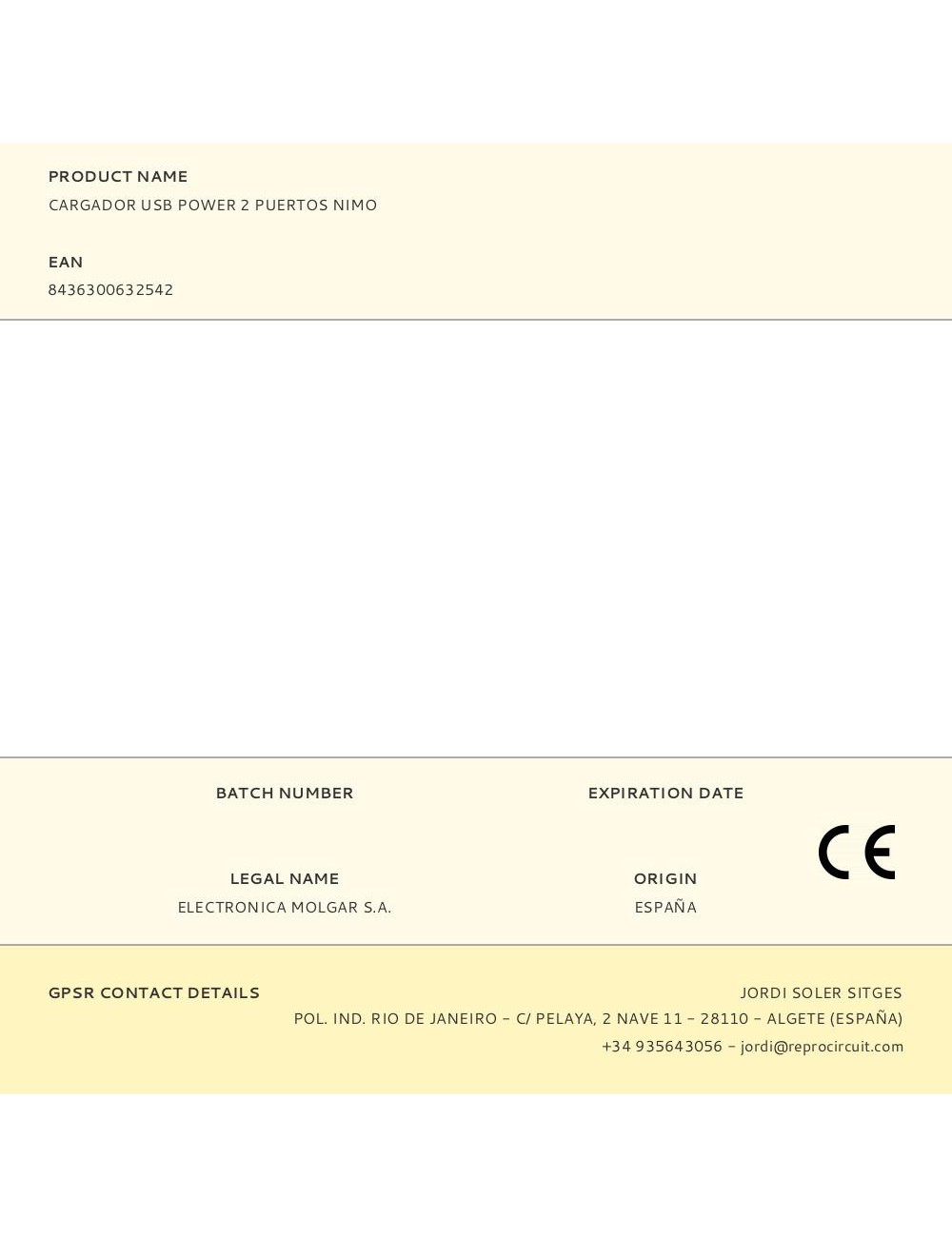 Cargador usb power 2 puertos nimo