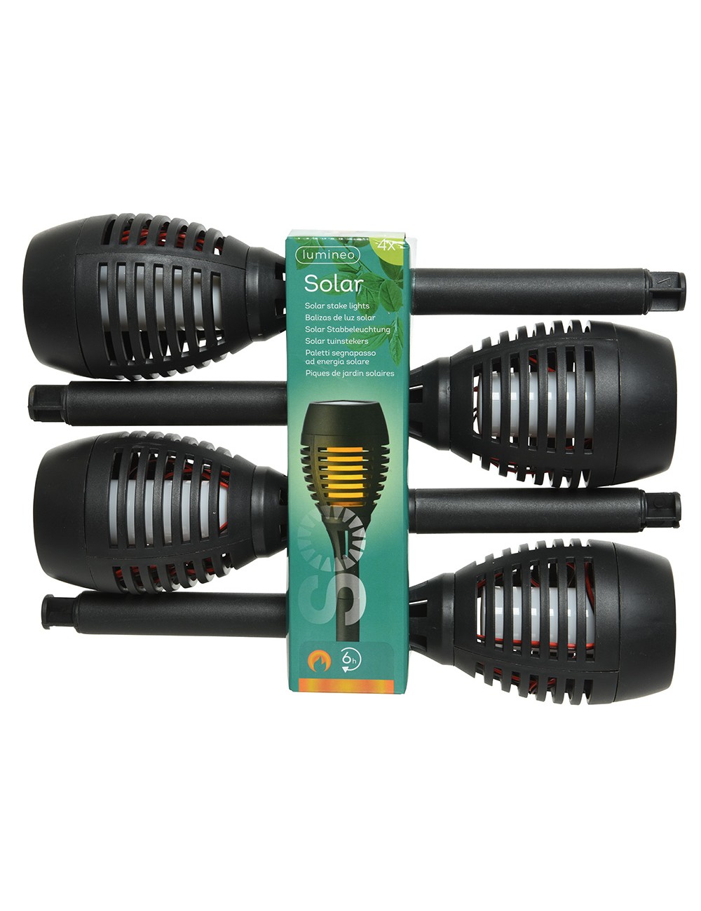 Estaca solares efecto llama ø7,5 x 27cm colores/modelos surtidos, 4 unidades