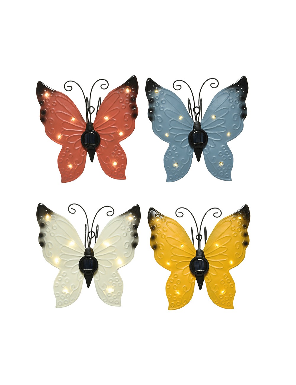 Figura luz solar metalica con forma de mariposa 17,8 x 6 x 4 cm colores surtidos