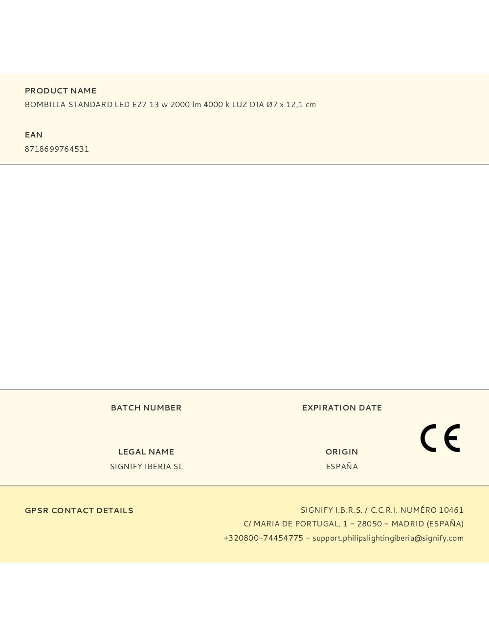 Bombilla standard led e27 13 w 2000 lm 4000 k luz dia ø7 x 12,1 cm