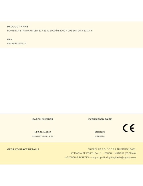 Bombilla standard led e27 13 w 2000 lm 4000 k luz dia ø7 x 12,1 cm