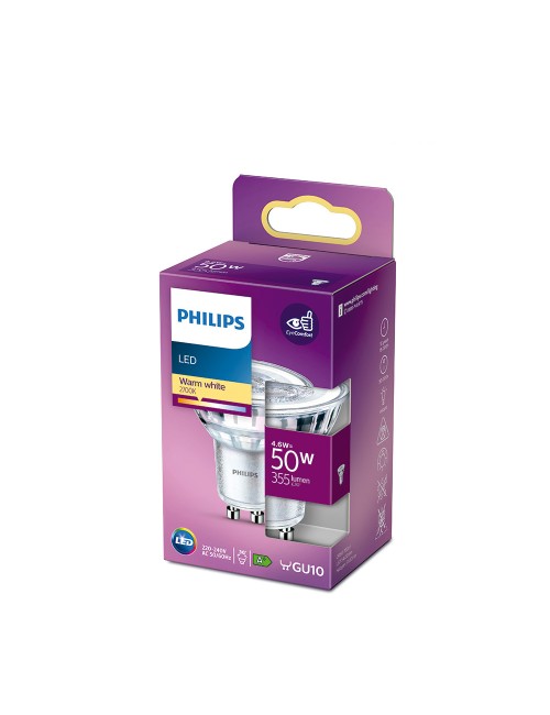 Bombilla dicroica led gu10 4,6 w 390 lm 2700 k luz calida ø5 x 5,4 cm