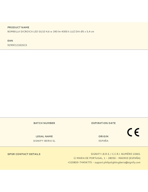Bombilla dicroica led gu10 4,6 w 390 lm 4000 k luz dia ø5 x 5,4 cm