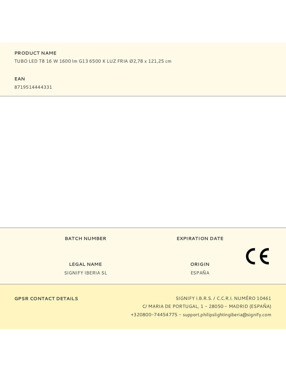 Tubo led t8 16 w 1600 lm g13 6500 k luz fria ø2,78 x 121,25 cm