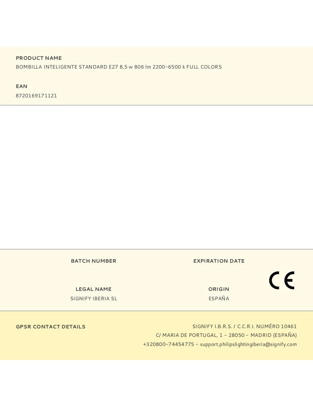 Bombilla inteligente standard e27 8,5 w 806 lm 2200-6500 k full colors