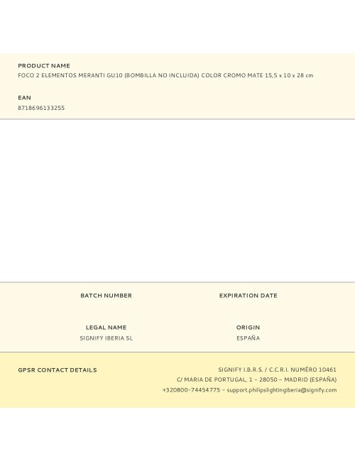 Foco 2 elementos meranti gu10 (bombilla no incluida) color cromo mate 15,5 x 10 x 28 cm