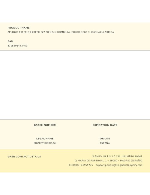 Aplique exterior creek e27 60 w sin bombilla, color negro, luz hacia arriba