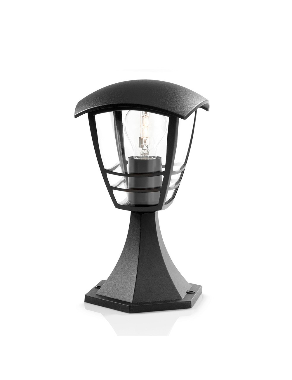 Aplique exterior creek e27 60 w sin bombilla, color negro, pedestal